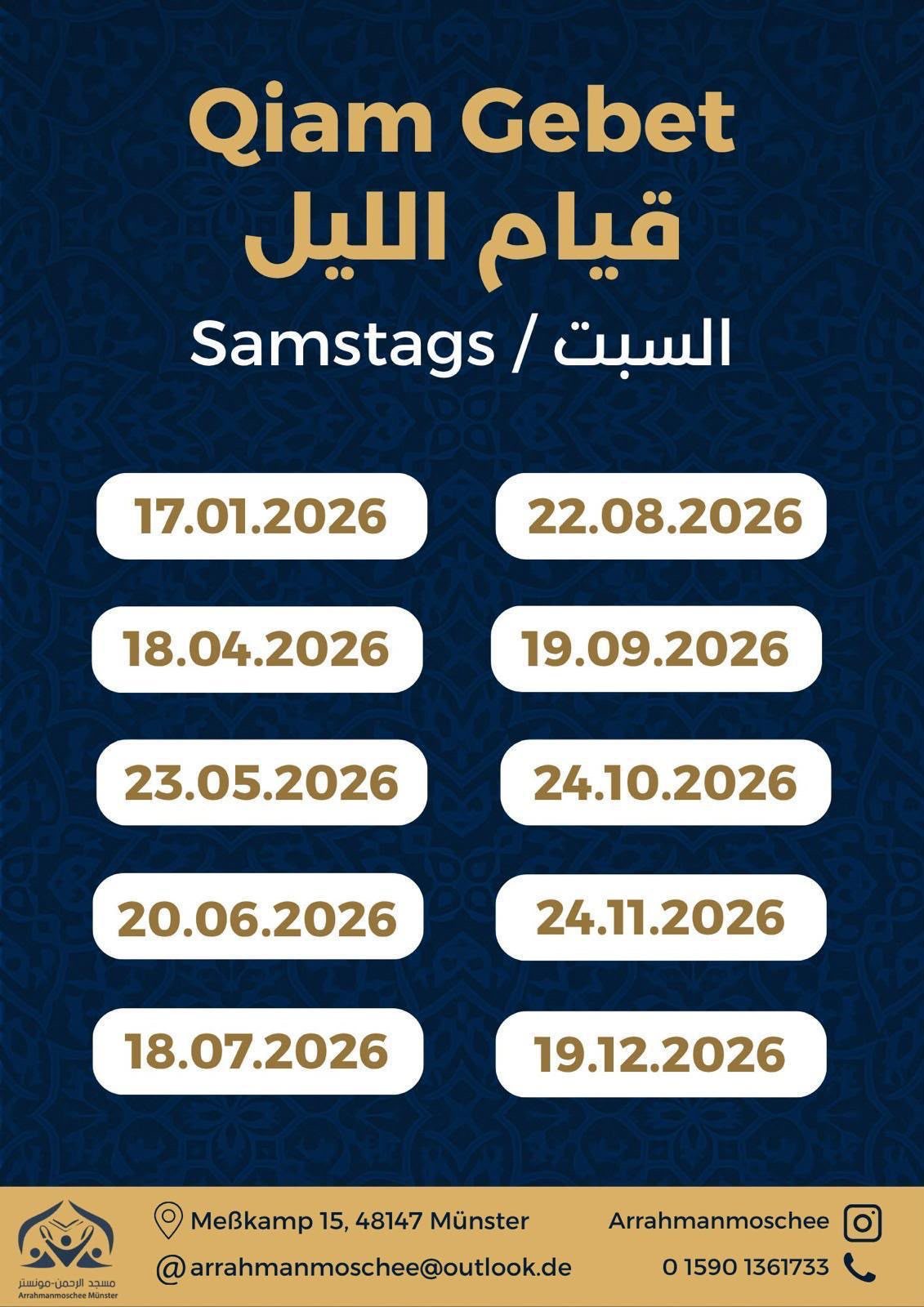 Aushang: Qiam Gebet 2026