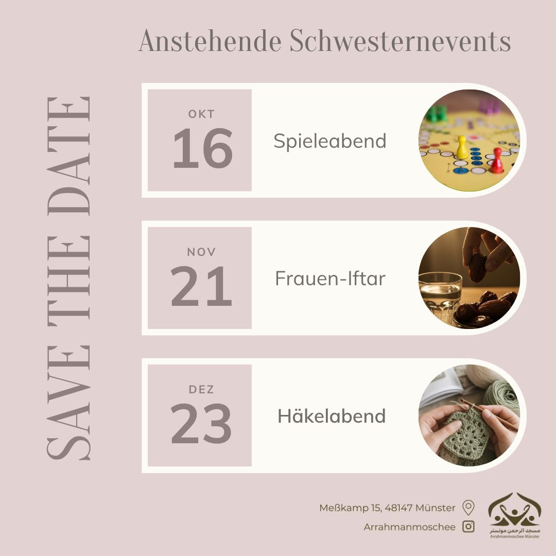 Aushang: Anstehende Schwesternevents